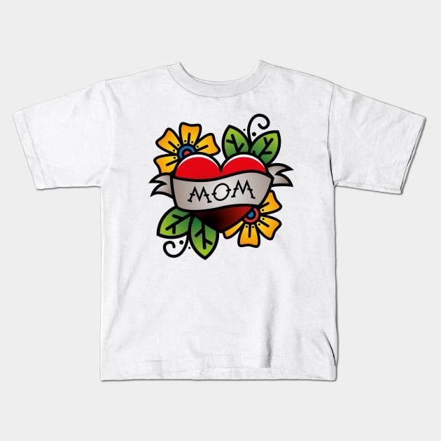 Mom Heart Tattoo Kids T-Shirt by alinabeska